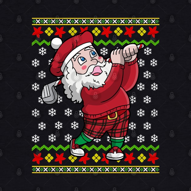 Golf Santa Claus Golfer Golfing Ugly Christmas Sweater by E